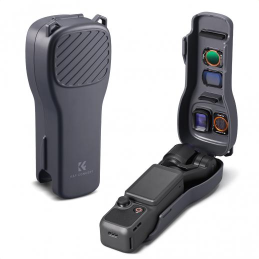 K&F CONCEPT PT61 beschermhoes compatibel met DJI Osmo Pocket 4 & Pocket 3, harde draagtas met ingebouwde filteropbergruimte, PC beschermhoes met zachte voering, draagbare reisopbergkoffer