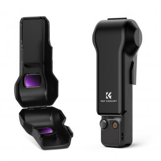 K&F Concept beschermhoes compatibel met DJI Osmo Pocket 4/3, harde PC-schaal met 2 magnetische filterhouders (ND/CPL), siliconen inleg, schok- en krasbestendig, opladen en TF-kaart zonder verwijdering