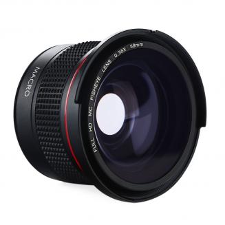 58mm Fisheye-objektiv 0.35X HD vidvinkel med makro närbild