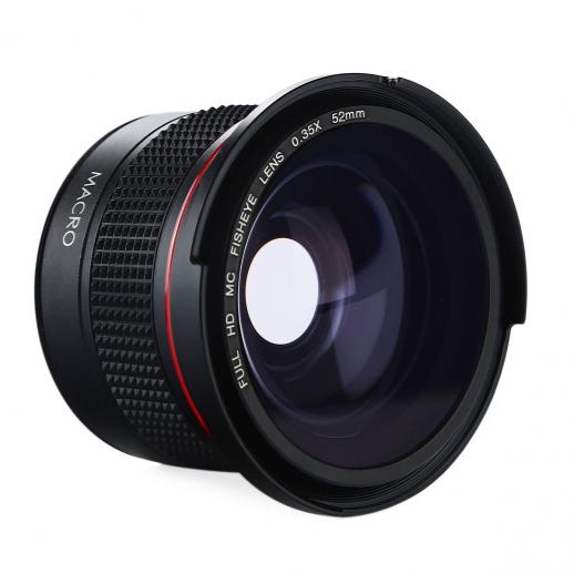52mm Fisheye-objektiv 0.35X HD vidvinkel med makro närbild