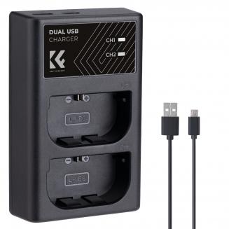K&F CONCEPT LP-E6/LP-E6N/LP-E6NH Dual Slot Quick Charger with Micro USB and Type-C Dual Interface Compatible Batteries Canon EOS R5, EOS R6, EOS R, EOS 5D Mark IV, 5D Mark III, 5DS, 5DS R, 5D Mark II, 6D, 6D Mark II, 7D, 7D Mark II,90D, 80D, 70D, 60D,