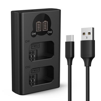 K&F Concept NP FW50 Batterijlader met LCD Scherm, Micro USB en Type C Oplader voor Sony A7 A7II, A7RII, A7SII, A7S, A7S2, A7R, A7R2, A6000, A6500, A6300, A6400 Camerabatterijen