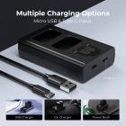 K&F Concept NP-FW50 batterioplader med LCD-skærm, Micro USB og Type-C oplader til Sony A7 A7II, A7RII, A7SII, A7S, A7S2, A7R, A7R2, A6000, A6500, A6300, A6400 kamerabatterier