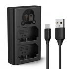 K&F Concept NP-FZ100 batterioplader med LCD-skærm, Micro USB og Type-C oplader til Sony Alpha A7 iii, A7R III (A7R3), A7R IV, A9, A6600, Alpha A9 II kamerabatterier