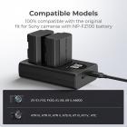 K&F Concept NP-FZ100 batterioplader med LCD-skærm, Micro USB og Type-C oplader til Sony Alpha A7 iii, A7R III (A7R3), A7R IV, A9, A6600, Alpha A9 II kamerabatterier