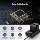 K&F Concept NP-FZ100 batterioplader med LCD-skærm, Micro USB og Type-C oplader til Sony Alpha A7 iii, A7R III (A7R3), A7R IV, A9, A6600, Alpha A9 II kamerabatterier