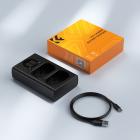 K&F Concept NP-FZ100 batterioplader med LCD-skærm, Micro USB og Type-C oplader til Sony Alpha A7 iii, A7R III (A7R3), A7R IV, A9, A6600, Alpha A9 II kamerabatterier