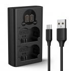 K&F Concept NP-W235 Batterilader med LCD-skjerm, Micro USB og Type-C Lader Lader for Fujifilm X-T5, X-T4, GFX 100S, X-H2S, GFX 50S II, VG-XT4