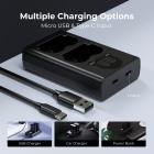 K&F Concept NP-W235 Batterilader med LCD-skjerm, Micro USB og Type-C Lader Lader for Fujifilm X-T5, X-T4, GFX 100S, X-H2S, GFX 50S II, VG-XT4