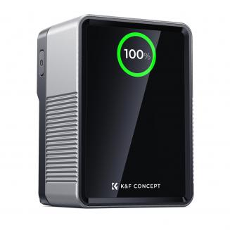 K&F Concept Mini Batterie V-Mount 6700mAh 99Wh 14,8V, Batterie V-Lock Prise en Charge Rapide USB-C PD 100W, Ports USB-C1, USB-C2, USB-A, DC-12V, BP/D-Tap