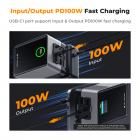 Bateria K&F Concept 99Wh V-Mount com carregamento rápido USB-C PD100W e portas de saída múltipla, tela digital TFT e luz de emergência para câmera, luz fotográfica, smartphone, laptop etc.