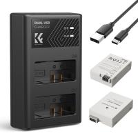 K&F Concept LP-E8 Batteria e Caricabatteria a Doppio Slot per Canon 550D,600D,650D,700D,EOS Rebel T5i T4i T3i T2i X5 (2 Batterias)