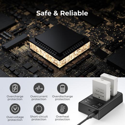DSTE 2 Batterie Ricaricabili Compatibili Canon LP-E8 – 2100mAh, Per EOS 550D/600D/650D/700D E Rebel T2i/T3i/T4i/T5i