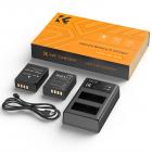 K&F Concept NP-W126S Batteri og lader 1300mAh NP-W126 for Fujifilm XS10, XT30, XT20, XE4, X100V, A5, Dual-Slot Fater-lader, Type-C og Micro-USB-inngang, 2-pakningsbatteri