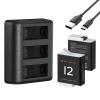 K&F Concept Gopro Hero 12/11/10/9 batteri, 3-kanals LCD USB hurtigoplader Passer til Gopro Hero 12 Black, Hero 11 Black, Hero 10 Black, Hero 9 Black