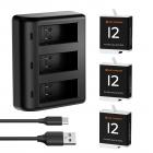 K&F Concept Hero 12 Batteri 3-pak – 1730mAh GoPro Enduro-batterier med 3-slots oplader, kompatibel med GoPro Hero 12, Hero 11, Hero 10, Hero 9 Black kamera