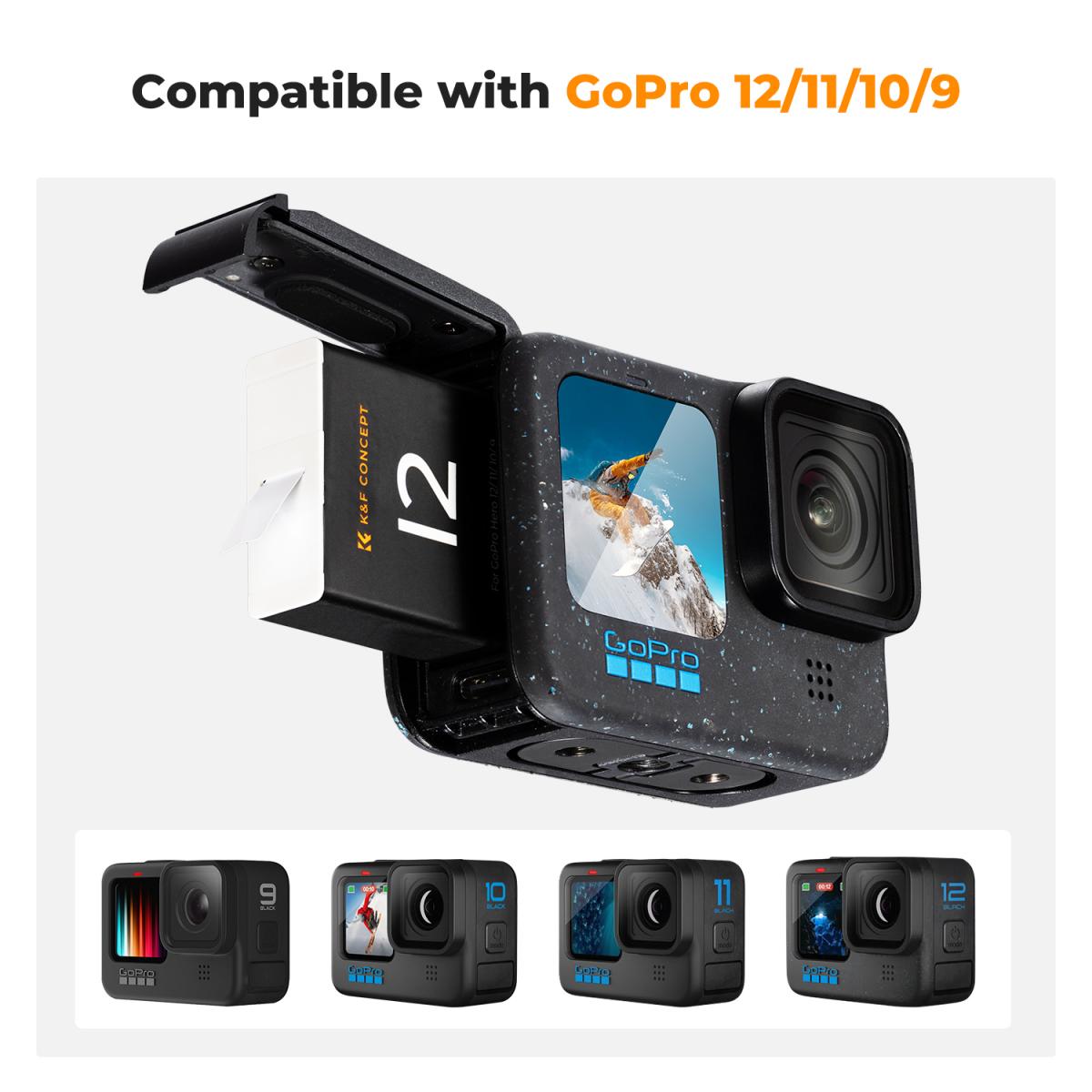 K&F Concept Hero 12 Akumulator 3-pak 1730mAh Akumulatory Enduro z 3-gniazdową ładowarką Kompatybilne z kamerami GoPro Hero 12, GoPro Hero 11, GoPro Hero 10, GoPro Hero 9 Black