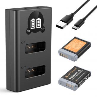 K&F Concept 2 Pack NB 13L Accu en Dual Slot Laderset voor Canon EOS G7 X Mark II, G7 X, G1 X Mark III, G5 X, G5X Mark II, G9 X, G9 X Mark II, SX620 HS, SX720 HS