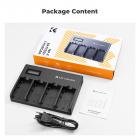 K&F Concept Caricabatteria NP-F a 4 slot con schermo LCD, spina Euro, compatibile con la batteria agli ioni di litio della videocamera Sony NP-F550 F570 F750 F770 F930 F950 F960 F970