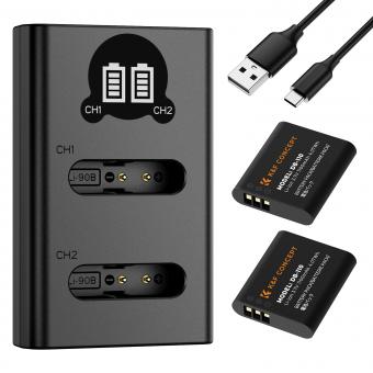 K&F Concept Ricoh DB-110 Batería de Cámara 1110mAh – Pack de 2 con Cargador para Ricoh GR III, GR III HDF, GR IIIx HDF, GR IIIX, WG-6 y Olympus TG7/6/5/4