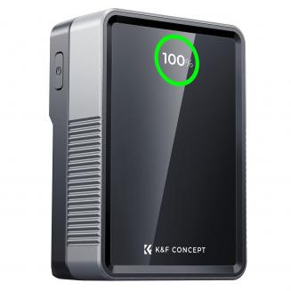 Batterie à monture V 50 Wh 3 400 mAh Mini batterie à monture V avec sortie 65 W et écran TFT, charge complète en 2 h, CC, D-Tap, USB-C, USB-A pour appareil photo, caméscope, vidéo, moniteur