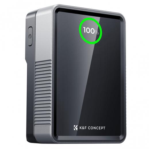 K&F CONCEPT 50Wh Mini batteria V-Port 3400mAh, 65W PD Type-C a ricarica rapida con schermo TFT, D-TAP, BP, Type-A, interfaccia DC, per monitor, fotocamera, luce fotografica, KF-V50