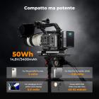 K&F CONCEPT 50Wh Mini batteria V-Port 3400mAh, 65W PD Type-C a ricarica rapida con schermo TFT, D-TAP, BP, Type-A, interfaccia DC, per monitor, fotocamera, luce fotografica, KF-V50