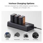 K&F Concept NP-FW50 Laddare 3-Platser ZV-E10 Batteriladdare Med LCD-Skärm För Sony A6400 A6600 ZV-E10 A7 A7ii Kameror
