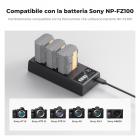 K&F CONCEPT NP-FZ100 Caricatore a 3 slot con LED, doppia porta Micro USB e Type-C, compatibile con Sony Alpha A7 III, A7R III, A9, a6600, a7R IV, Alpha a9 II Caricatore con cavo dati USB