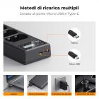 K&F CONCEPT NP-FZ100 Caricatore a 3 slot con LED, doppia porta Micro USB e Type-C, compatibile con Sony Alpha A7 III, A7R III, A9, a6600, a7R IV, Alpha a9 II Caricatore con cavo dati USB