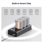 K&F Concept NP-FZ100 oplader, 3-slot A7iii batterioplader med LCD-skærm til Sony A7iii A7iv A7Rv A6700 A6600 A9 A1 FX3 FX30 ZV-E1 kameraer