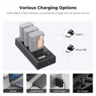 K&F Concept LP-E6NH 3-sporslader, LP-E6 LP-E6N batterilader med LCD-skjerm for Canon EOS R5 R6 R7 5D 6D 7D Mark II-kameraer