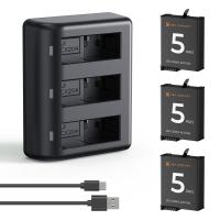 Chargeur de batterie K&F Concept pour Osmo Action 5 Pro/4/3, pack de 3 batteries 2100 mAh Action 5 Pro et chargeur rapide 3 emplacements, compatible avec DJI OSMO Action 5 Pro, Osmo Action 4 et Osmo Action 3