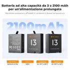 K&F CONCEPT Confezione da 3 Batterie per Hero 13 con Caricabatterie, Batteria Enduro da 2100 mAh e Caricatore USB a 3 Slot LCD Compatibile con Hero 13 Black Action Camera