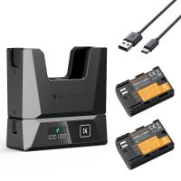 K&F Concept LP-E6NH 2600mAh 2er-Pack Dual-Akku mit modularem Schnellladegerät, Zwei Akkus mit Ladegerät Kit kompatibel für Canon EOS R R5 R6 R7 60D 70D 80D 90D 5D Mark II III IV 6D 6D II 7D 7D II