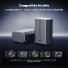 Sony NP-FZ100 18W modulär snabbladdare och batterikit, 2600mAh batteri med hög kapacitet för Sony A7iii, A7R V, IV, Alpha A7C, A6700, ILCE-1M2, A7R3, ZV-E1, FX3, FX30
