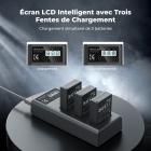 Kit 3x Batteries LP-E12 1100 mAh + Chargeur LCD Double pour Canon EOS M50, M50 Mark II, M100, M200, PowerShot SX70 HS