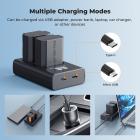 Batería y cargador K&F Concept NP-FZ100 de 2600 mAh, compatible con las cámaras A7iii, A7 III, A7iv, FX3, FX30, A6600, A7C, A6700, A7RIV, A7Siii, ZV-E1, ZV-E10ii, Alpha 9 II y A9S.