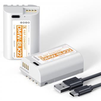 Pack de 2 Batteries DMW-BLK22 USB-C 2520 mAh pour Panasonic Lumix S9, S5II, S5IIX, GH7, GH6, G9II, S5, GH5M2