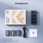 K&F CONCEPT 3-pack NP-W126 accu's en verbeterde 3-sleufs NP-W126S XT30III acculader, compatibel met Fujifilm X100vi, X100V, XM5, XE5, XT30II, XT30, X Half, XS10, XT20, XE4 en A5 camera's.