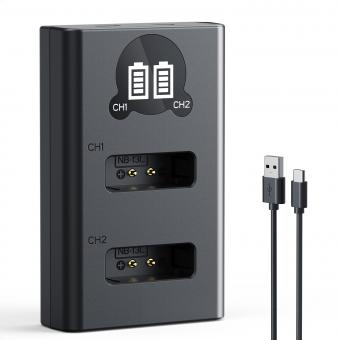 Cargador de batería NB-13L CB-2LH para Canon: Compatible con las cámaras digitales CB-2LHT G1X, G1 X Mark III, G5X, G5X Mark II, G7X, G7X Mark II III, G9X, G9X Mark II, SX620, SX720, SX730 y SX740 HS.