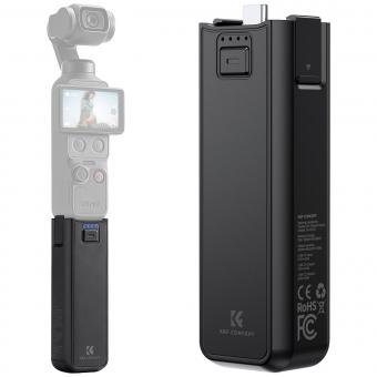 K&F CONCEPT 5000mAh Fast Charging Battery Handle for Osmo Pocket 3/4, Power Grip with 20W, Wireless Mic Direct Connection, 1/4