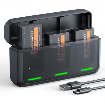 Paquete de 3 baterías de repuesto K&F CONCEPT LP-E17 y cargador rápido de 20 W compatibles con las cámaras Canon EOS R50, R100, RP, R10, R8, Powershot V1, T8i, T7i, T6i, T6s, SL2, SL3, M3, M5, M6, 200D, 750D, 760D, 800D y 8000D.