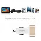 Beschoi Caricabatteria per auto USB Caricatore per veicolo Caricabatterie USB a carica ultrarapida (3 porte tipo 3,4 A) iPhone 6s / 6s Plus / 6/6 Plus / 6/6 Plus / iPad / iPod / Android / Galaxy S6 / S6 Edge ultra-compatto ecc. ( Bianco + dorato)