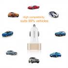 Beschoi Caricabatteria per auto USB Caricatore per veicolo Caricabatterie USB a carica ultrarapida (3 porte tipo 3,4 A) iPhone 6s / 6s Plus / 6/6 Plus / 6/6 Plus / iPad / iPod / Android / Galaxy S6 / S6 Edge ultra-compatto ecc. ( Bianco + dorato)