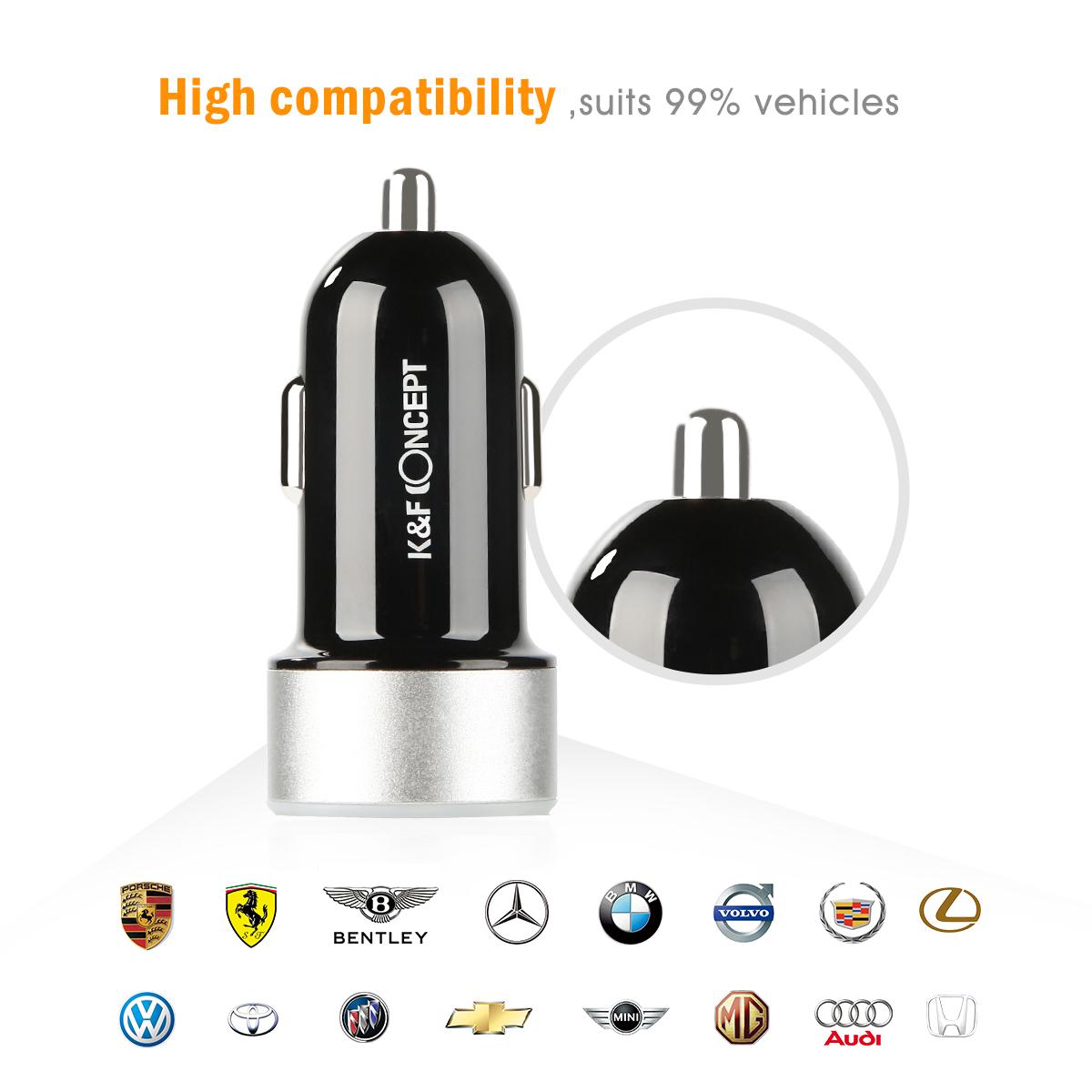 Beschoi USB Caricabatteria per auto Caricabatteria per auto Presa per sigari (2 porte tipo 2.1A) Caricabatterie USB compatibile con ricarica super veloce Durata ultra piccola Durata rapida iPhone6s / 6s Plus / 6/6 Plus / iPad / iPod / Android / Galaxy S6 