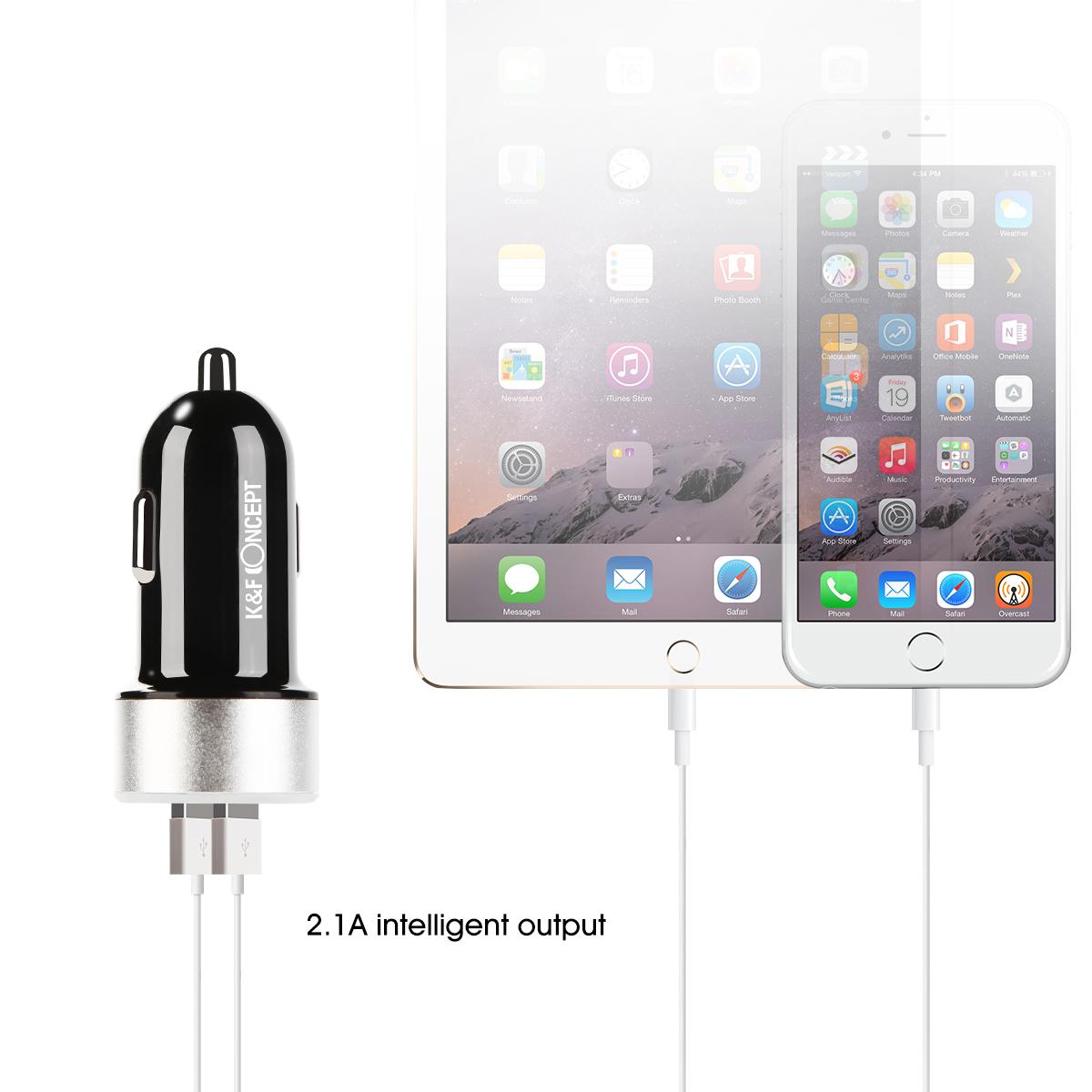 Beschoi USB Caricabatteria per auto Caricabatteria per auto Presa per sigari (2 porte tipo 2.1A) Caricabatterie USB compatibile con ricarica super veloce Durata ultra piccola Durata rapida iPhone6s / 6s Plus / 6/6 Plus / iPad / iPod / Android / Galaxy S6 