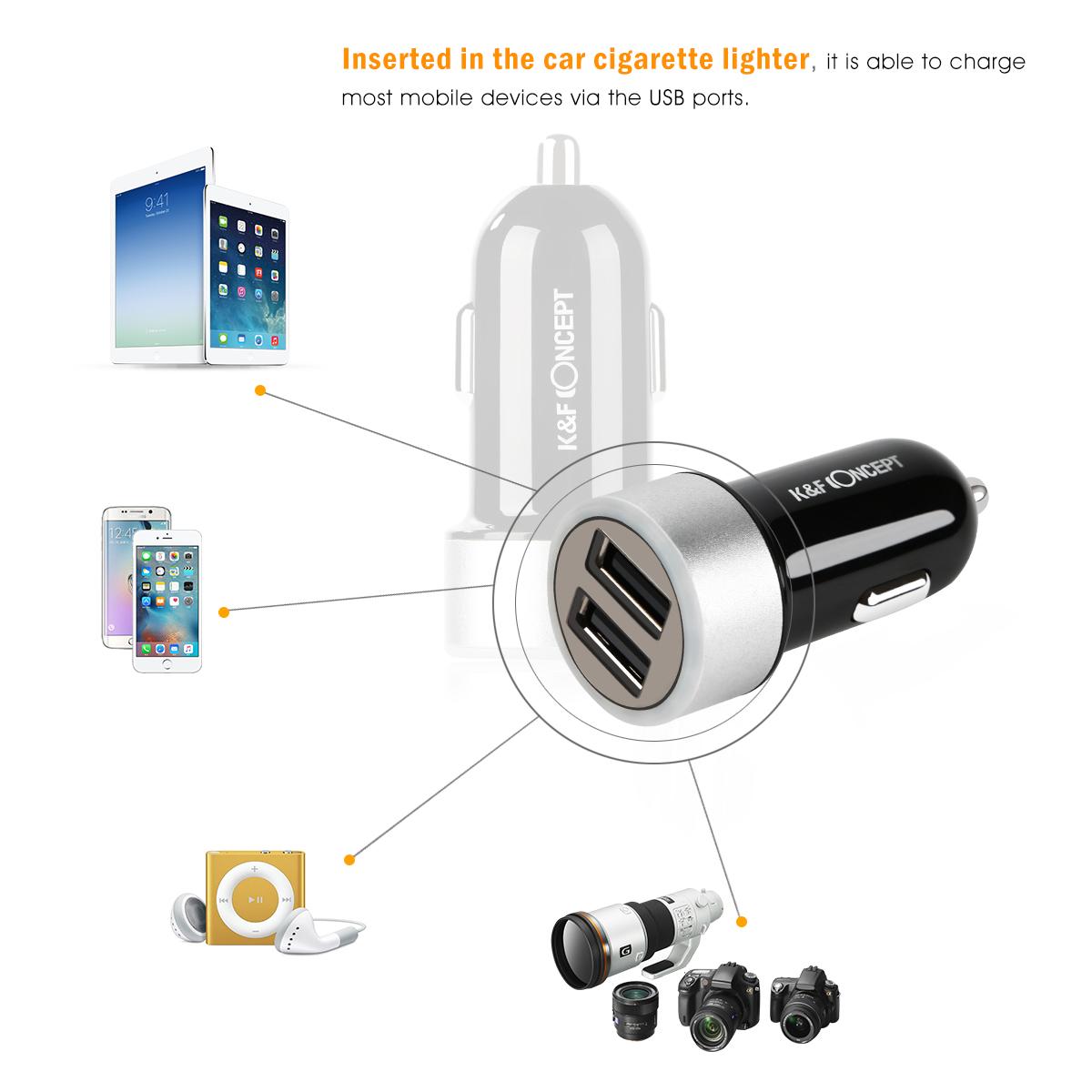 Beschoi USB Caricabatteria per auto Caricabatteria per auto Presa per sigari (2 porte tipo 2.1A) Caricabatterie USB compatibile con ricarica super veloce Durata ultra piccola Durata rapida iPhone6s / 6s Plus / 6/6 Plus / iPad / iPod / Android / Galaxy S6 