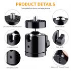 K&amp;F Concept Camera Tripod Mini Ball Head Professional Ballhead för DSLR Camera / Flash light / LCD monitor / Video Light (two packs)