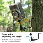 Trail Camera Tree Mount med 1/4" skruegrensesnitt 2 Pack, 360° justerbar tremonteringsmetallbrakett for Trail Camera, Solar Panel, Lights, etc.